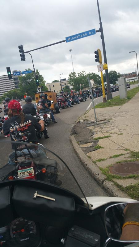 Harley Davidson motorcycle run with hundreds of bikers riding to the Children’s Hospital in Saint Paul.